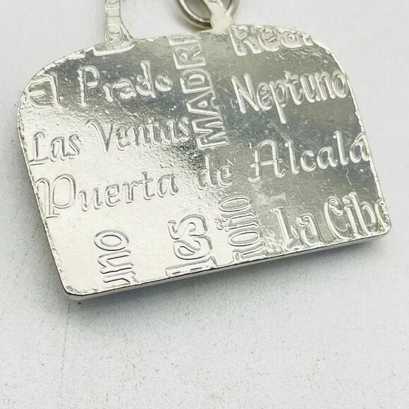 CHIC SELECTION Madrid Souvenir Keychain Silver Tone Blue Rhinestones - Picture 5 of 8